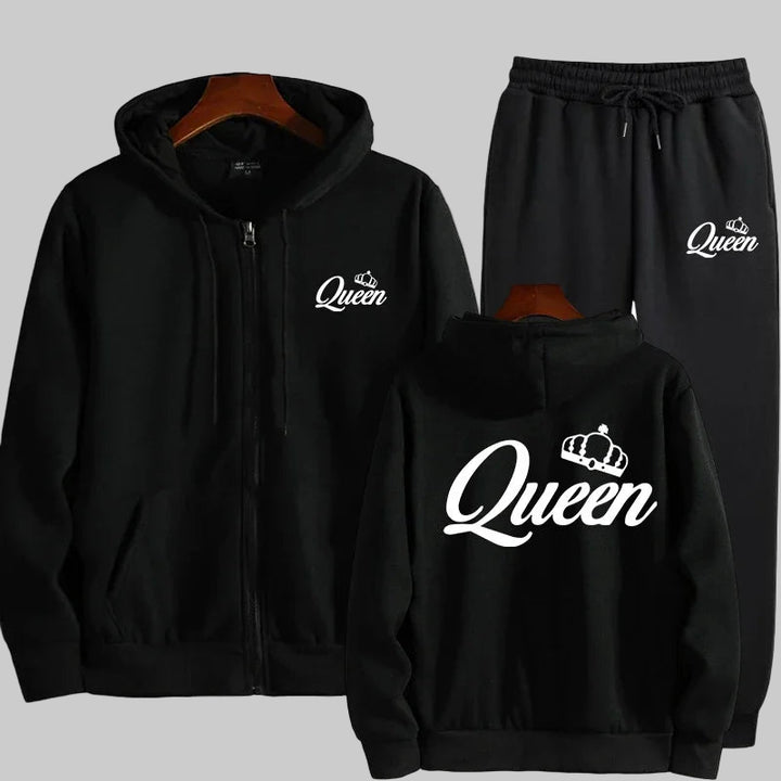 Unisex Crown King Queen Printed Sports Set