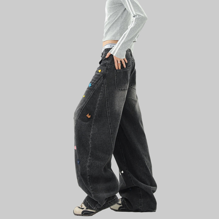 Patchwork Baggy Loose Fit Jeans