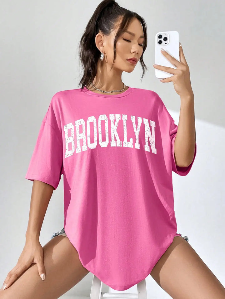 Brooklyn NY Classic Letter Print Women’s Cotton T-Shirt