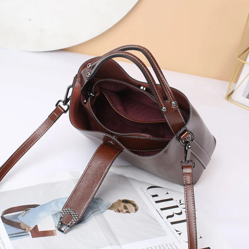 SOFIA | Real Oil Wax Leather Bucket Bag