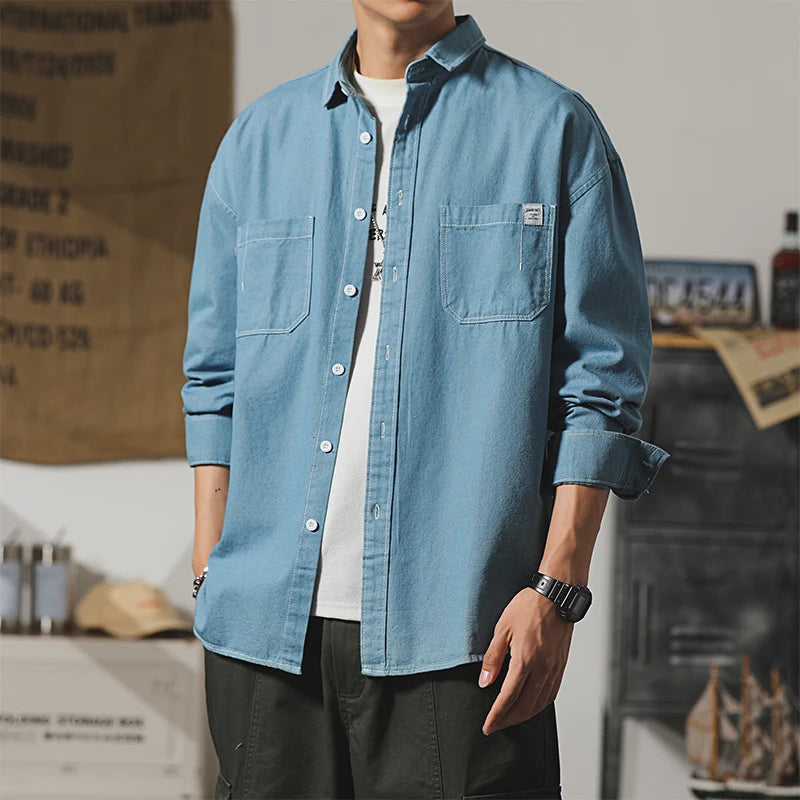 Retro Japanese Korean Style Denim Shirt