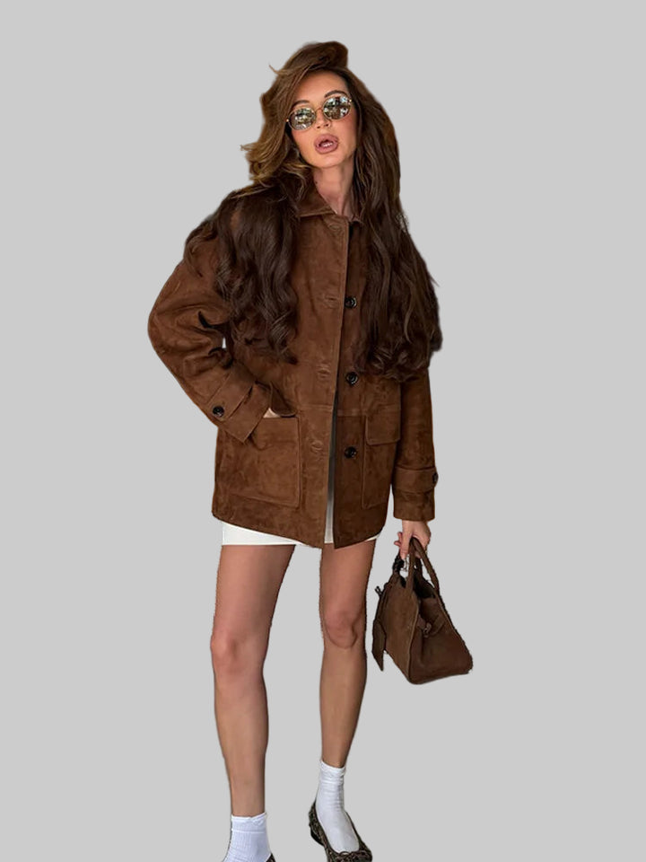 Single Breasted Suede Coat