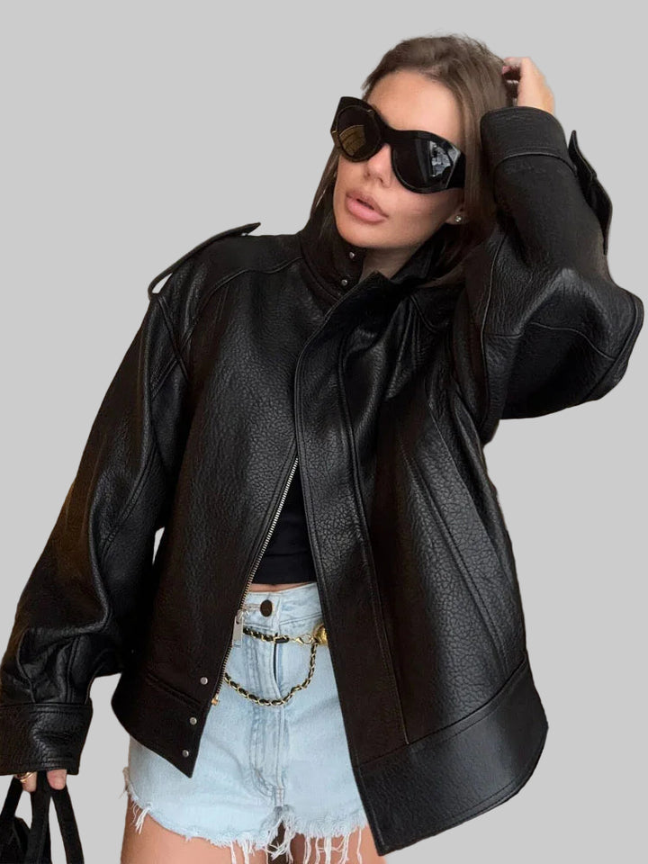 Retro Autumn Texture Leather Jacket