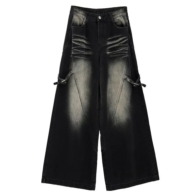 American style trendy washed straight leg jeans