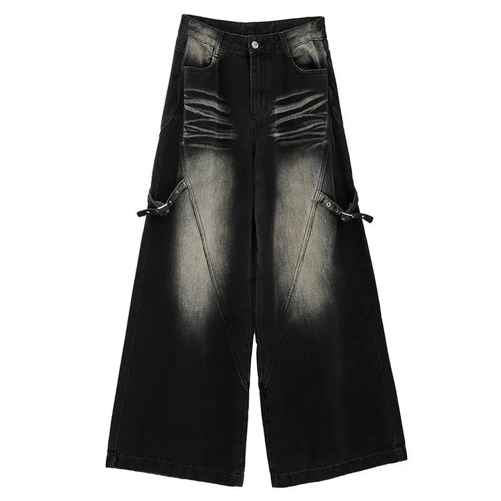 American style trendy washed straight leg jeans