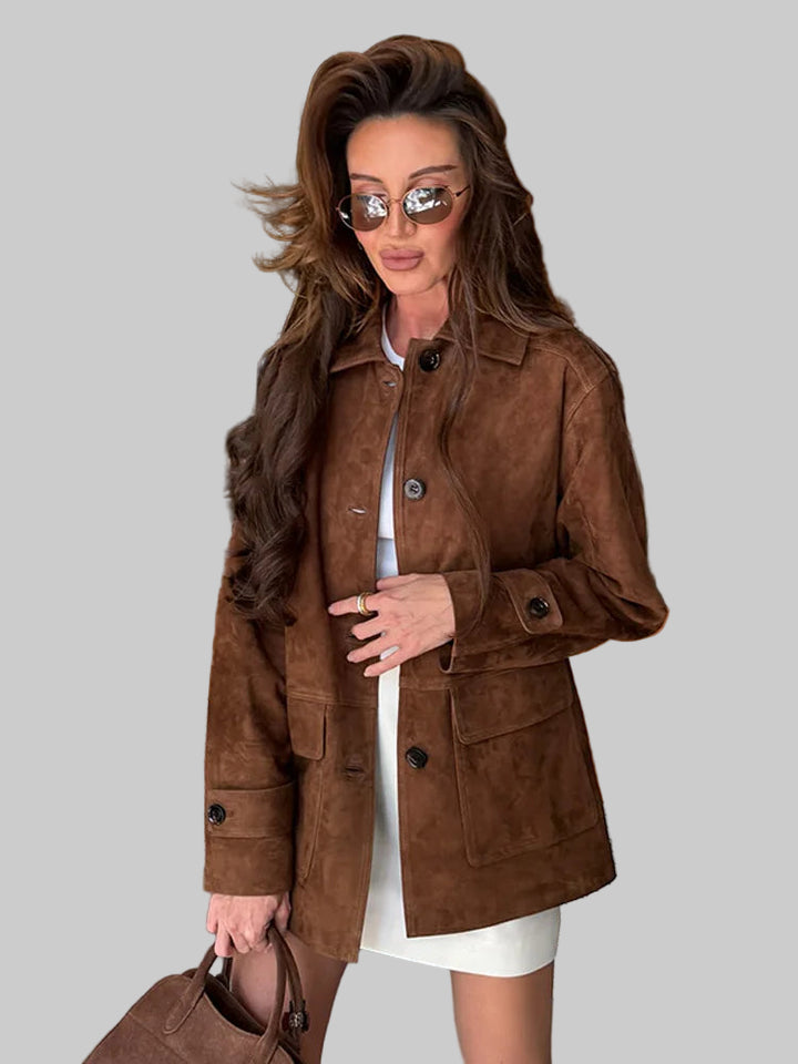 Single Breasted Suede Coat