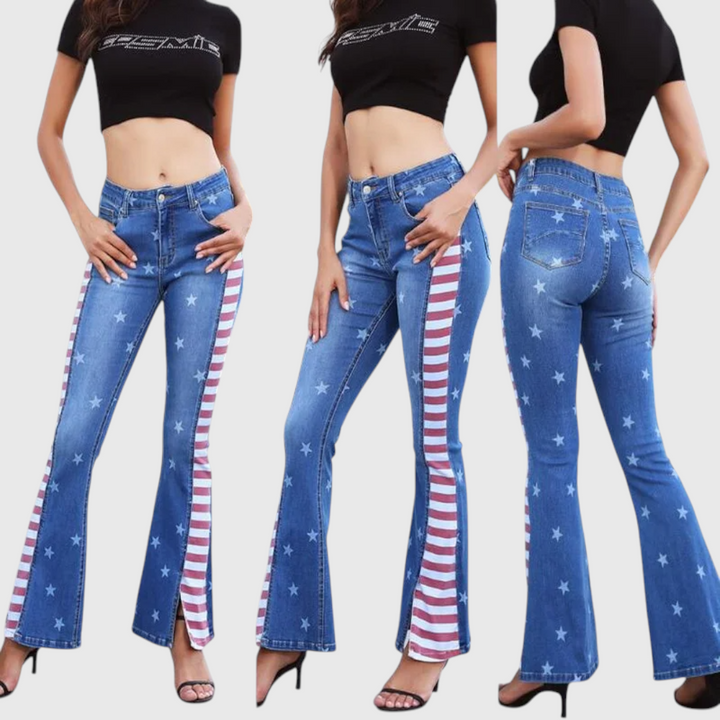 Flared Jeans with Embroidery