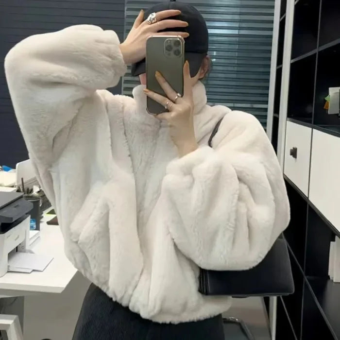 Plush Lamb Fur Cozy Loose-Fit  Jacket