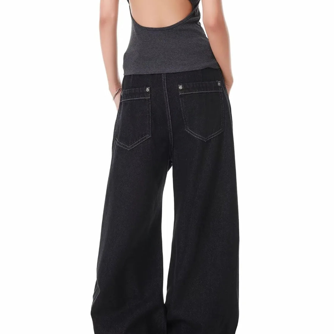 Trendy Vintage-Inspired Women's Deconstructed Wide Leg Jeans
