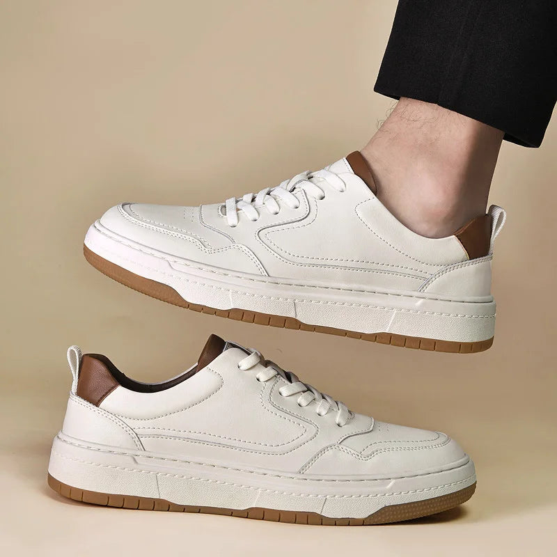 Breathable Lightweight Leather Panel Sneakers
