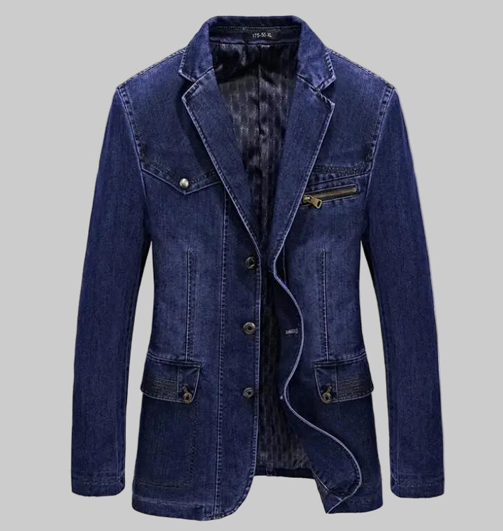 Premium Denim Blazers with Lapel Collar