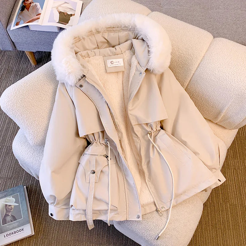 Fleece-Lined Hood Down Jacket