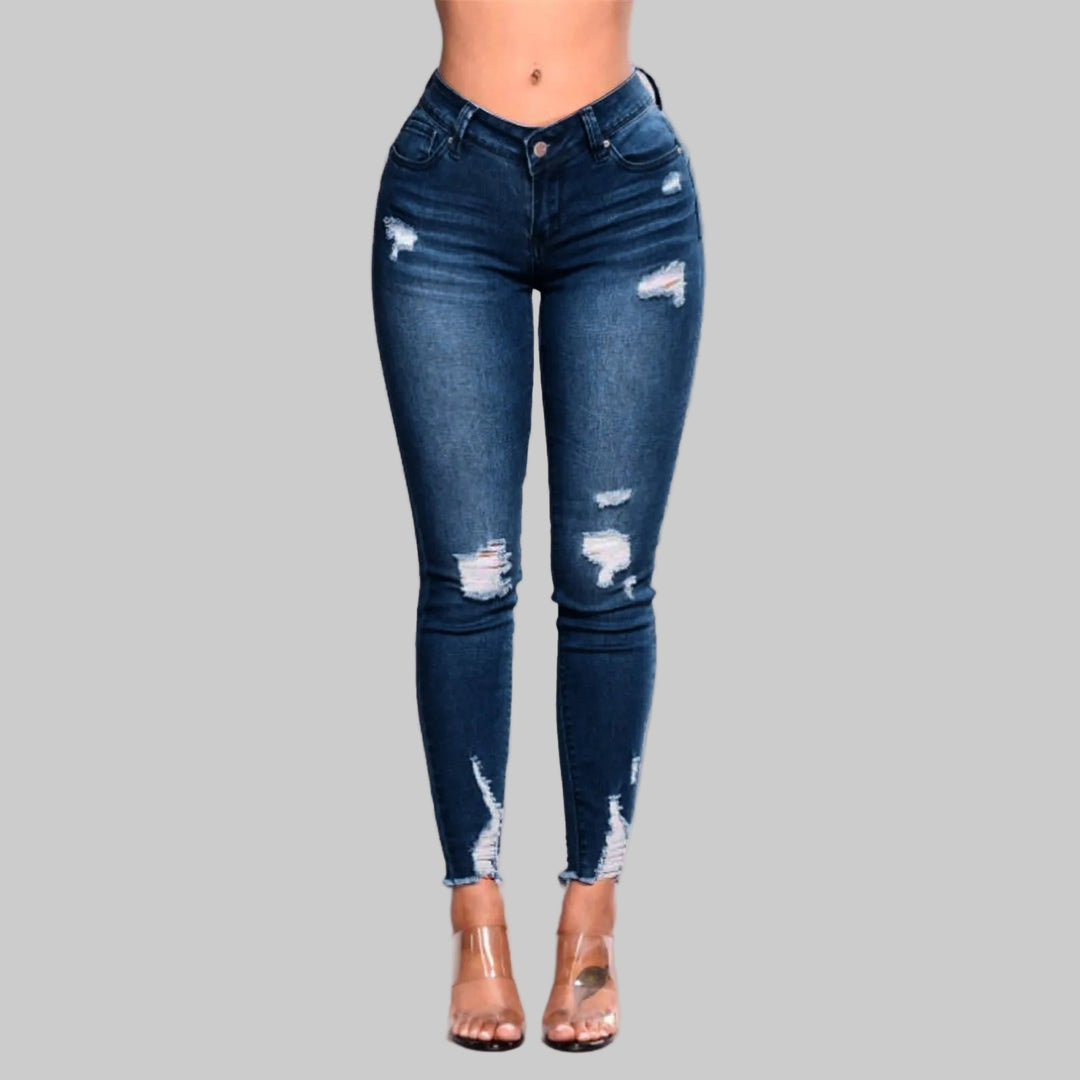 High-Waisted Ripped Skinny Jeans