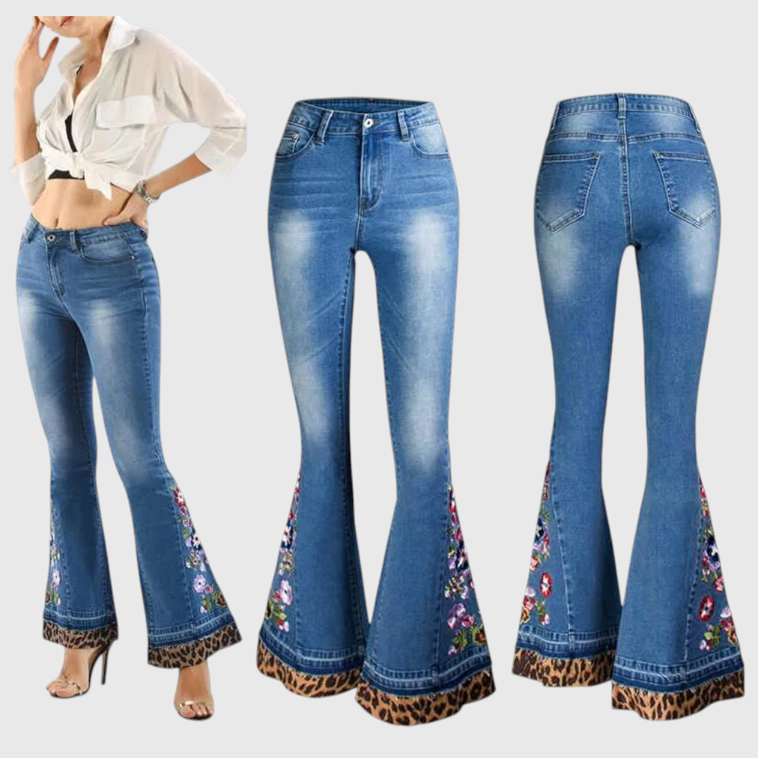 Flared Jeans with Embroidery