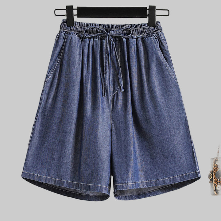 Solid Color Denim Capris Shorts