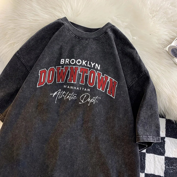 Vintage Washed Brooklyn Downtown Letter T-Shirt