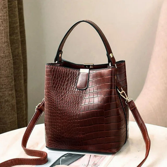 Retro Alligator Crossbody Bucket Bags