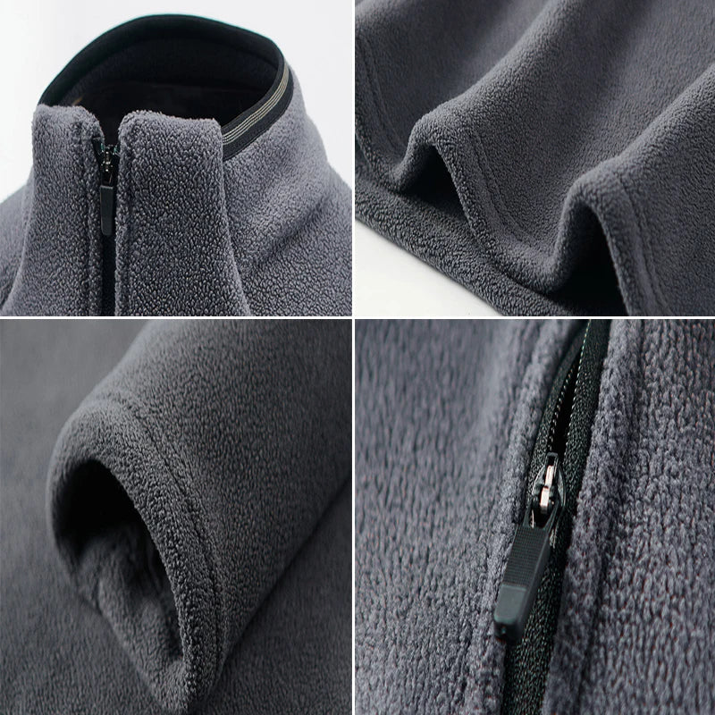 Stand Collar Zipper Fleece Pullover Jacket