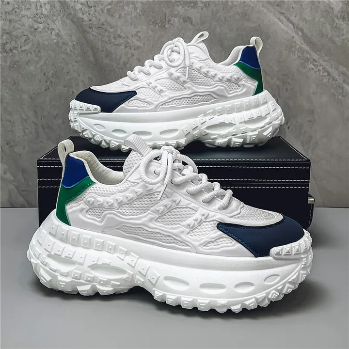 Designer Leather Fabric Chunky Sneakers