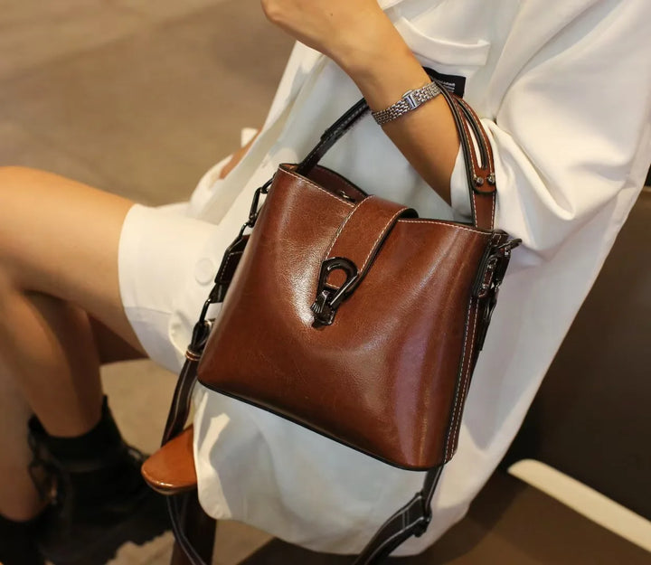 SOFIA | Real Oil Wax Leather Bucket Bag