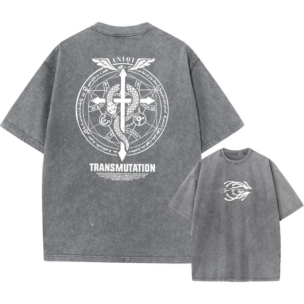 Anime Fullmetal Alchemist Acid Wash T-Shirt