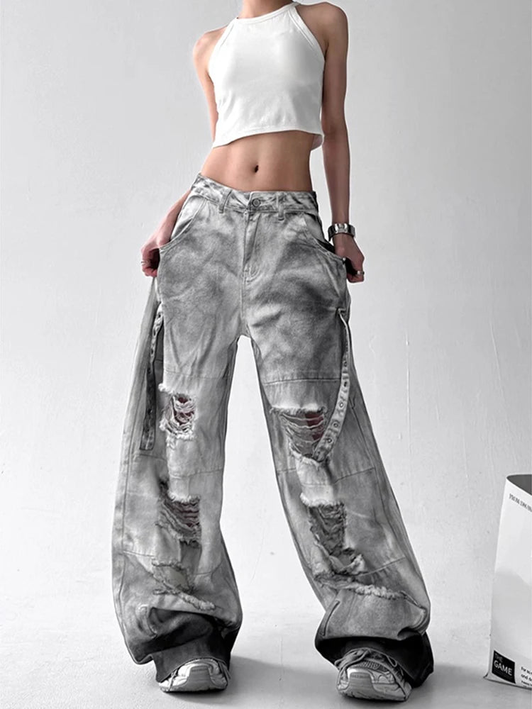 Vintage High Waist Multi-Pocket Jeans
