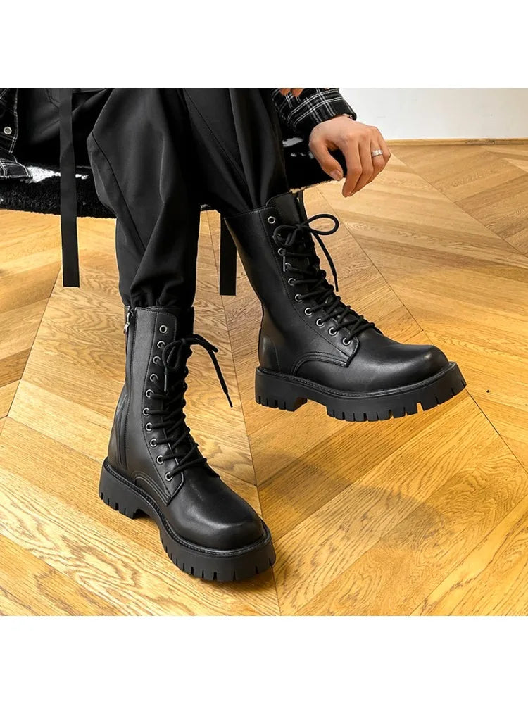 LMQ British Style Leather Chelsea Motorcycle Boots