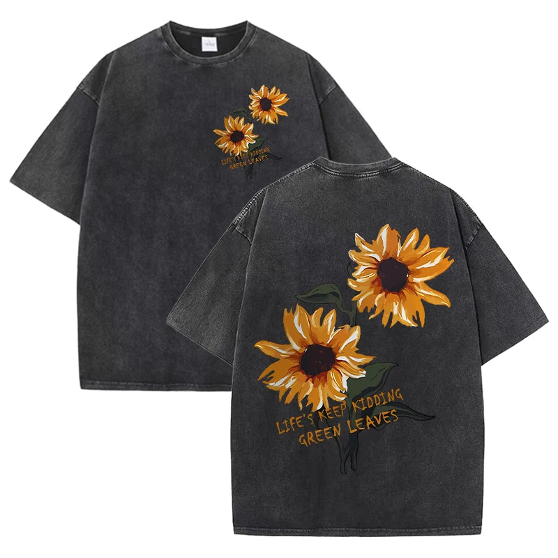 Lift Is Good Soft Cotton Sunflower Print T-Shirt