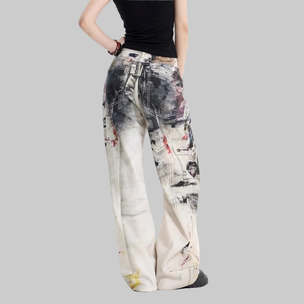 Graffiti Punk Style Baggy Wide-Leg Jeans