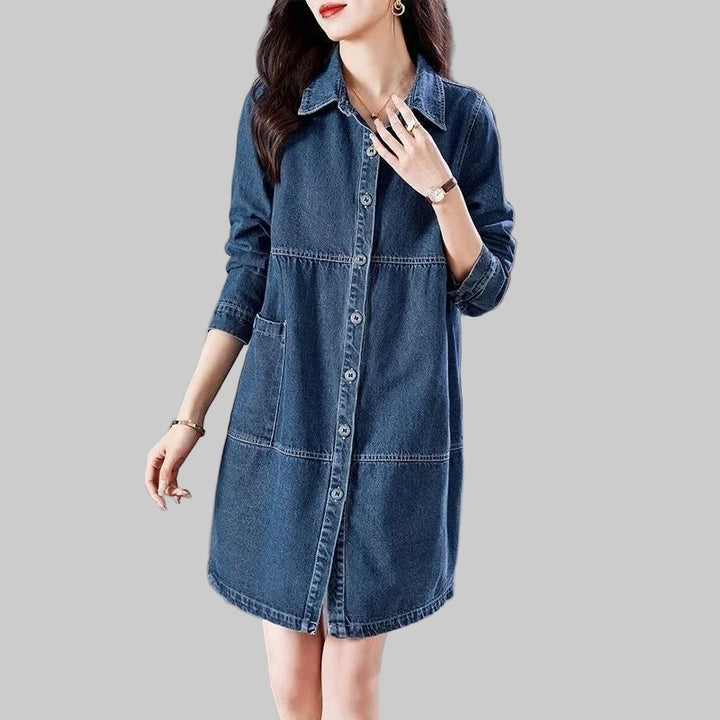 Loose and Casual Mid-Length Denim Coat