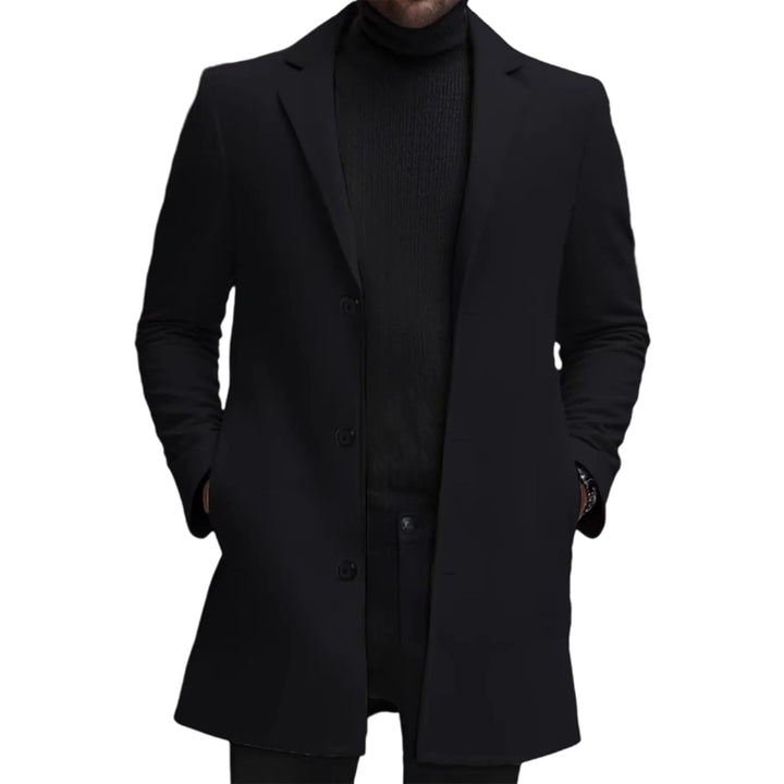 Notched Lapel Single Button Wool Blend Pea Coat