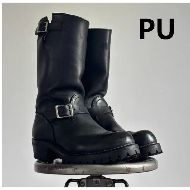 Retro Motorcycle Black Knight Chelsea Boots