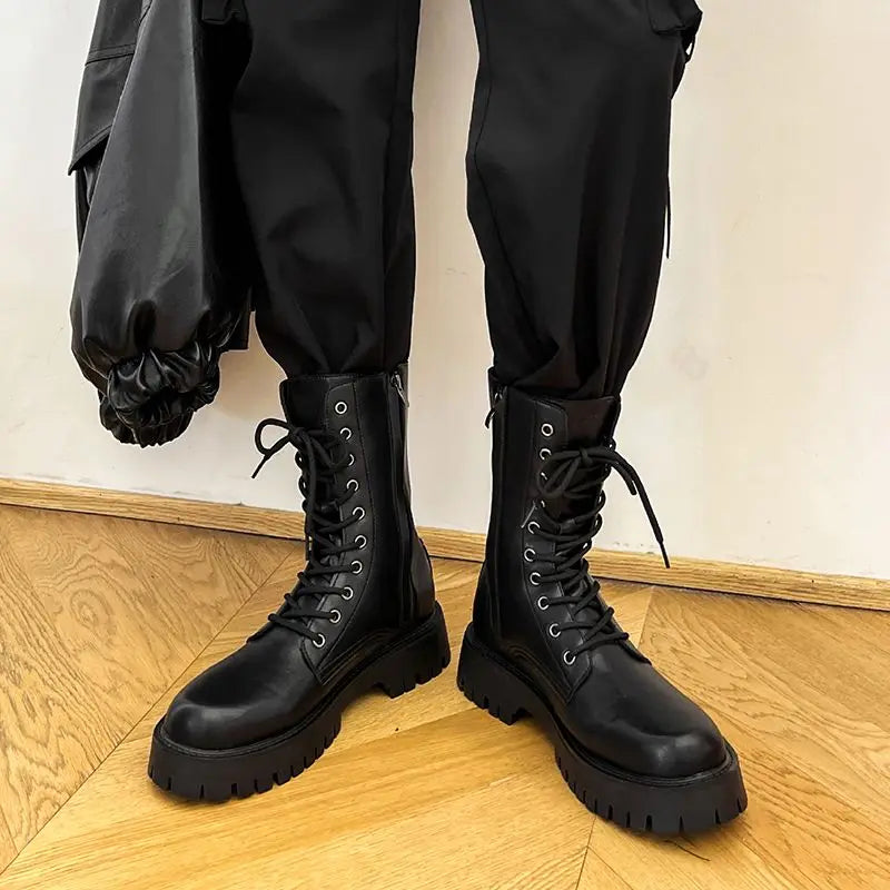 LMQ British Style Leather Chelsea Motorcycle Boots