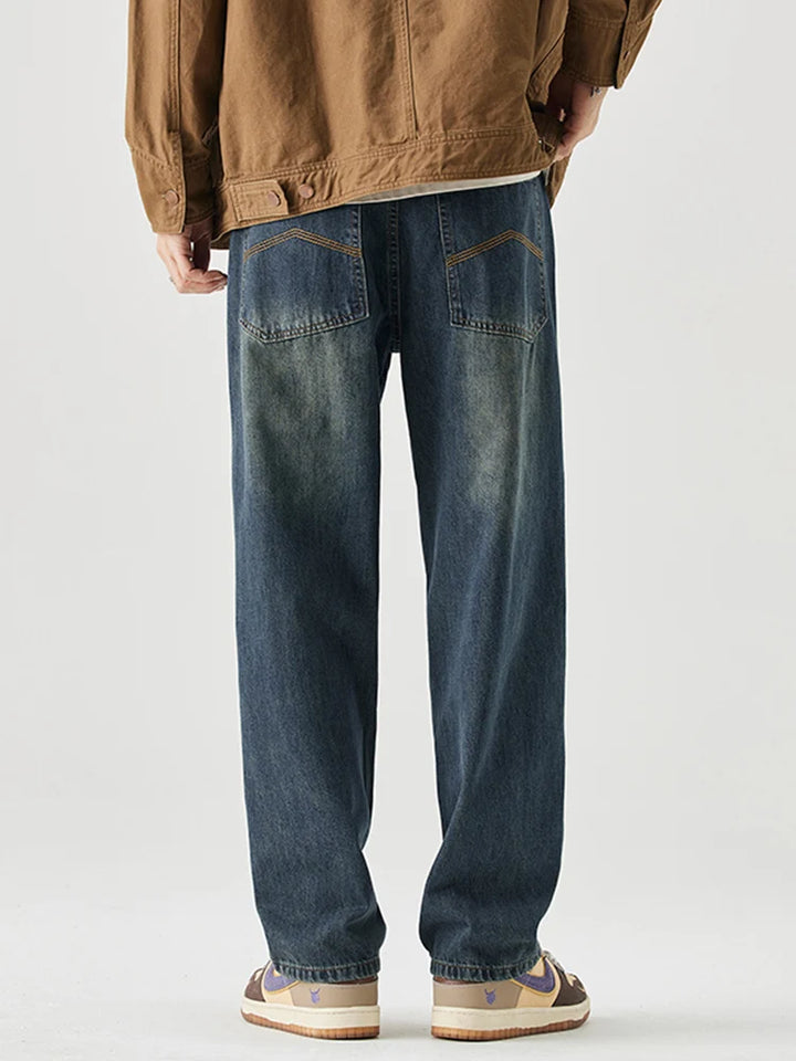 Retro Wide-Leg Nine-Point Loose Straight Jeans