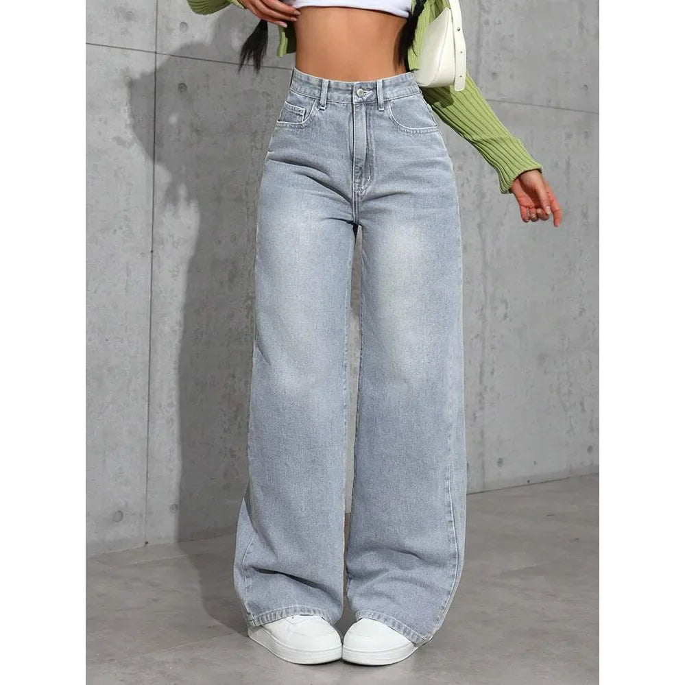 High-Waisted Straight Leg Jeans