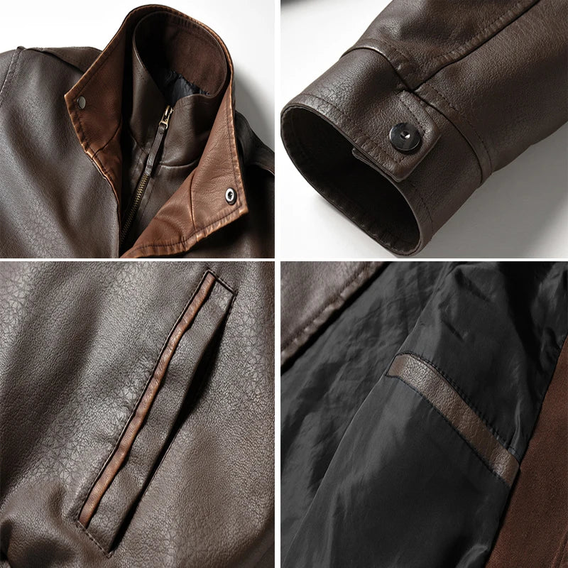 PU Leather Retro Motorcycle Jacket