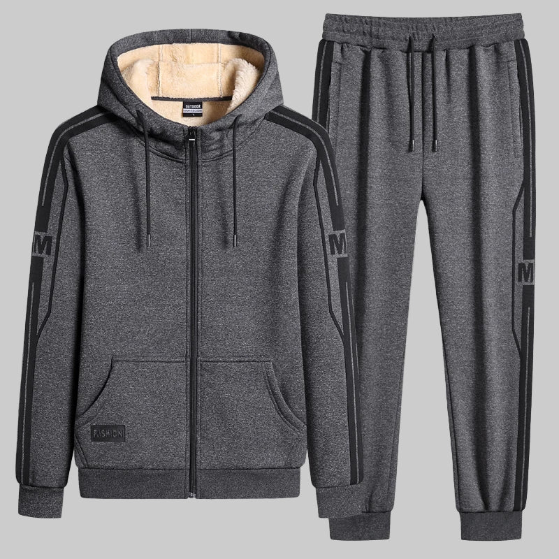 Lamb Cashmere Hooded Zipper Tracksuit