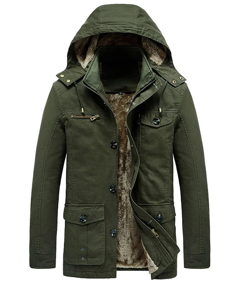 Thick Cotton Padded Multi-Pocket Military Cargo Parka
