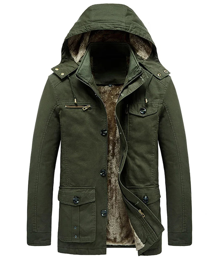 Thick Cotton Padded Multi-Pocket Military Cargo Parka