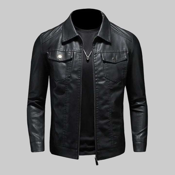 Motorcycle PU Leather Lapel Jacket