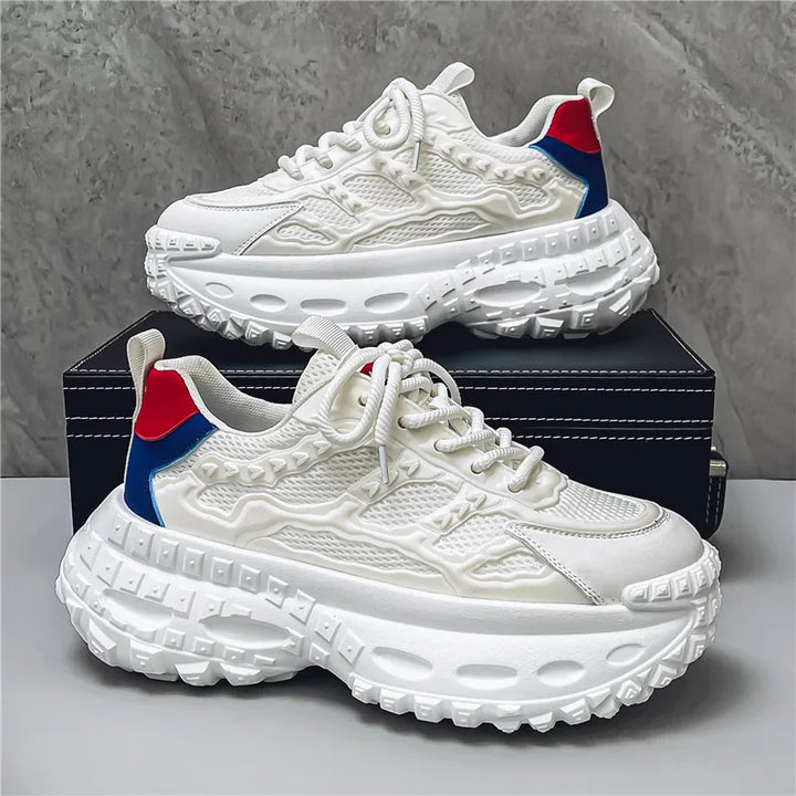 Designer Leather Fabric Chunky Sneakers