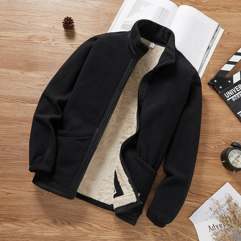 Thickened Fleece Lined Stand Collar Jacket