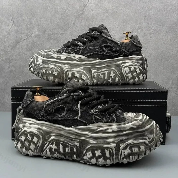 Lace-Up Vulcanized Chunky Canvas Sneakers