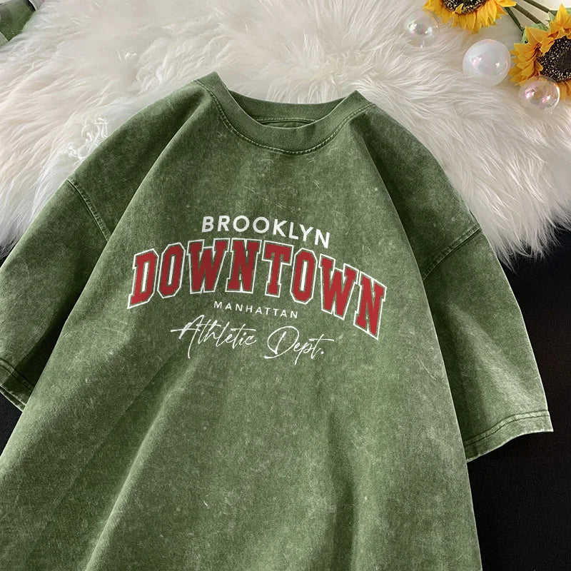 Vintage Washed Brooklyn Downtown Letter T-Shirt