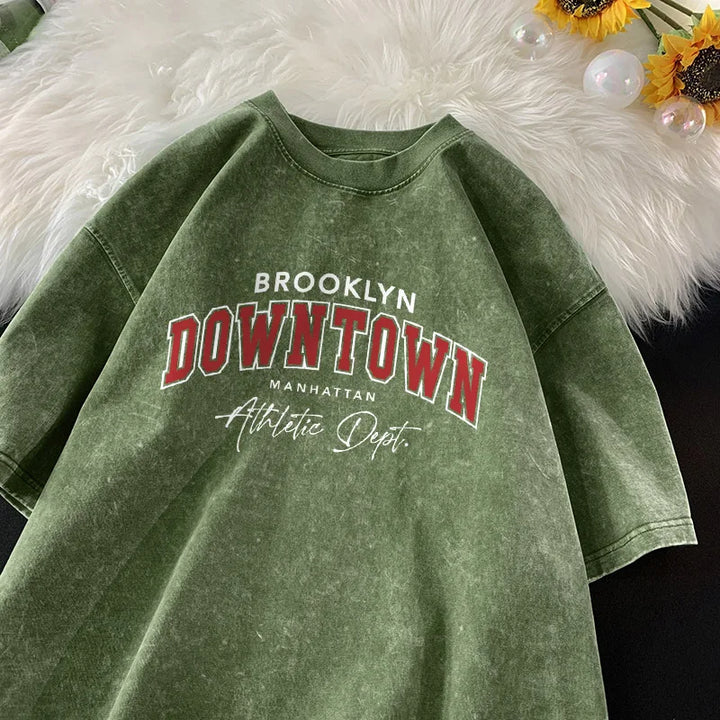 Vintage Washed Brooklyn Downtown Letter T-Shirt