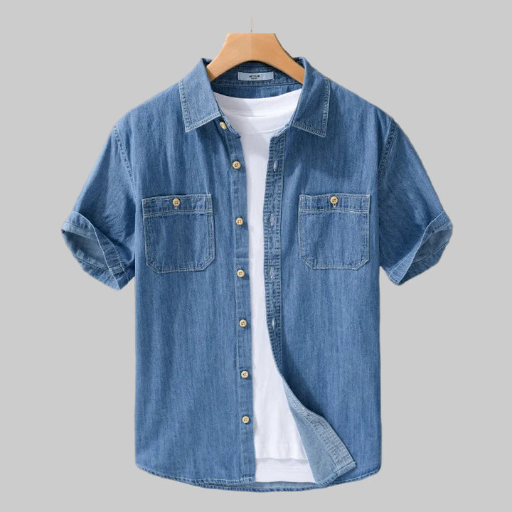 Lightweight Short-Sleeve Denim Shirt