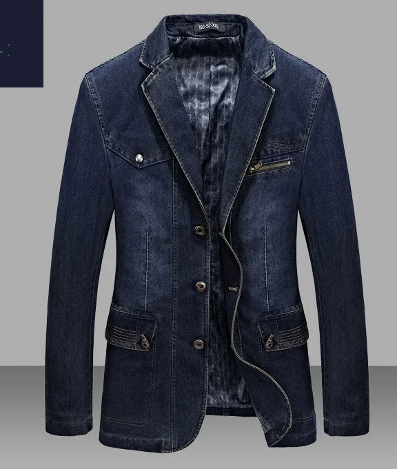 Premium Denim Blazers with Lapel Collar