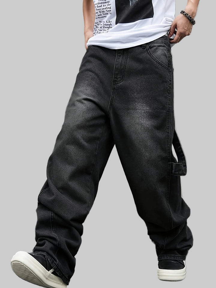 Loose Fit Flared Pleated Jeans