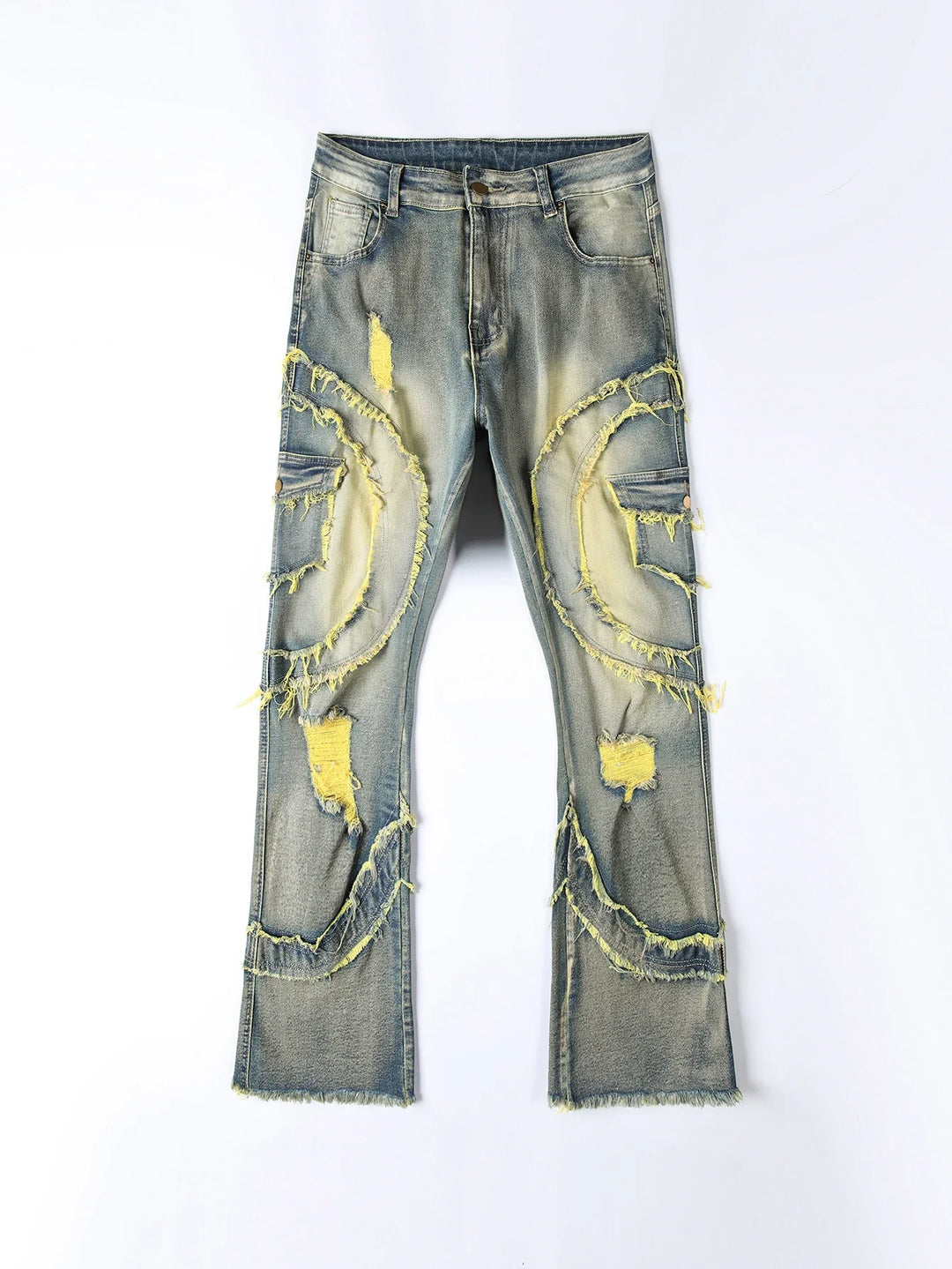 Distressed Slim Fit Ripped Stacked Jeans