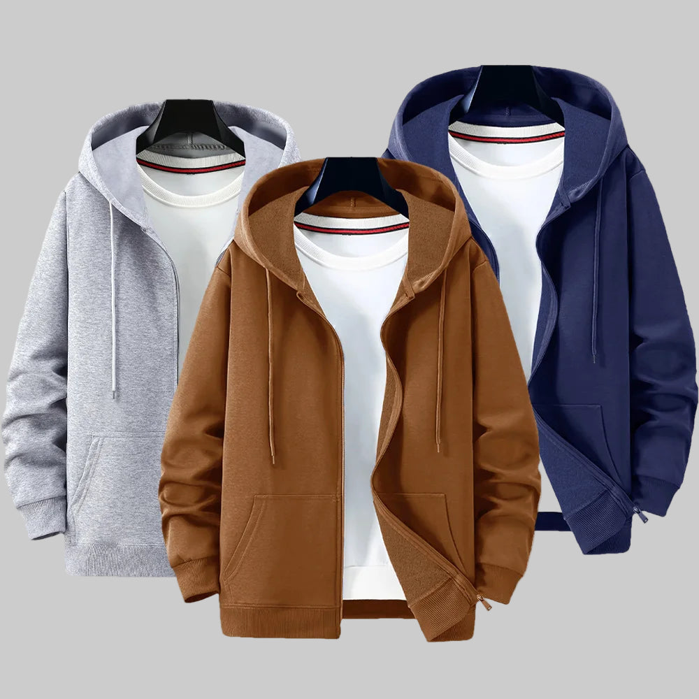 Casual Solid Color Zipper Sports Hooded Jacket